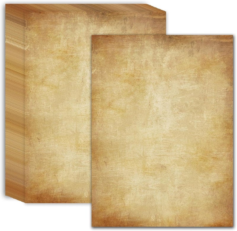 TEETOOKEA Stationery Writing Paper, 120 Sheets, 8.5" x 11", Vintage Thicker Double Sided Printing Paper, Antique Looking Letterhead Paper for Certificate, Invitation, Resume, Award, Diploma, Craft (A) - Image 1
